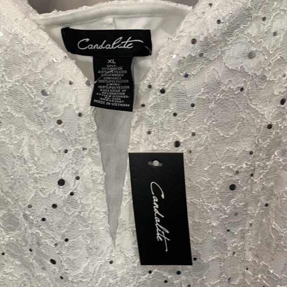 Lace and sequin v-neck gown - Picture 2 of 3